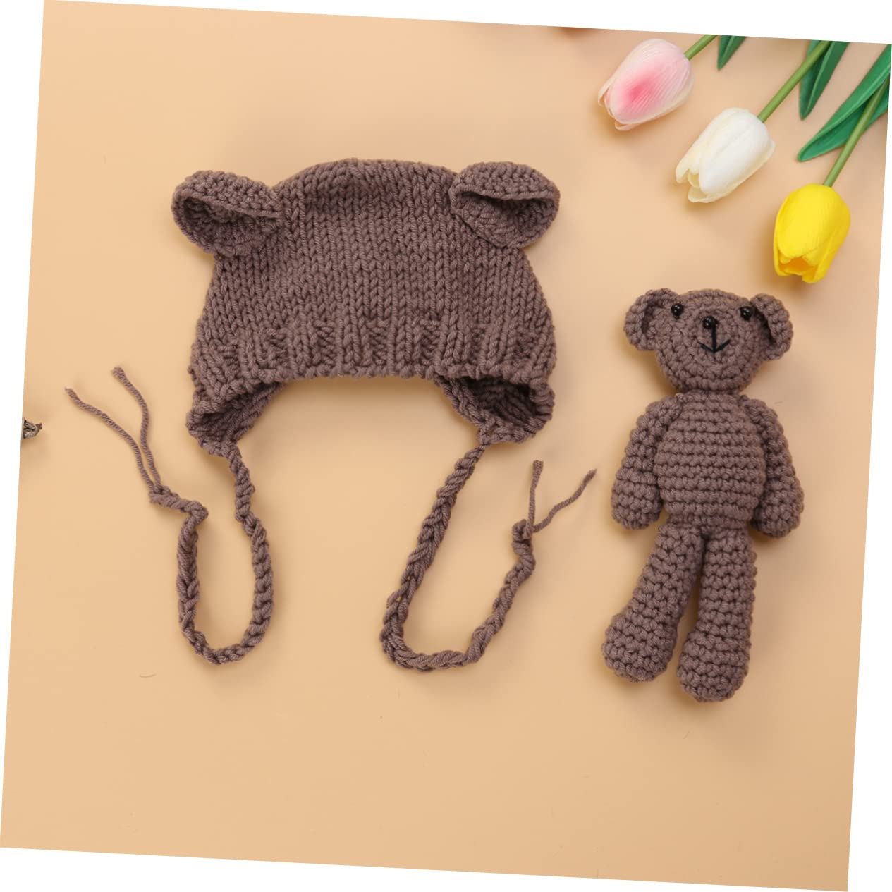OSALADI Knitted Baby Photography Hat - Soft Crochet Bear Cap for Newborn Photo Shoots | Cute Infant Photo Prop & Newborn Gift
