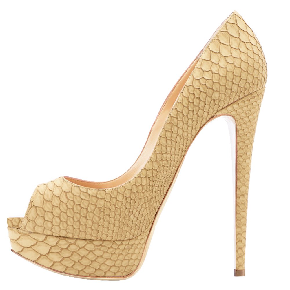 Elegant Women's Peep Toe Platform Pumps - Slip On High Heel Stiletto Dress Shoes for Party, Wedding & Evening Wear
