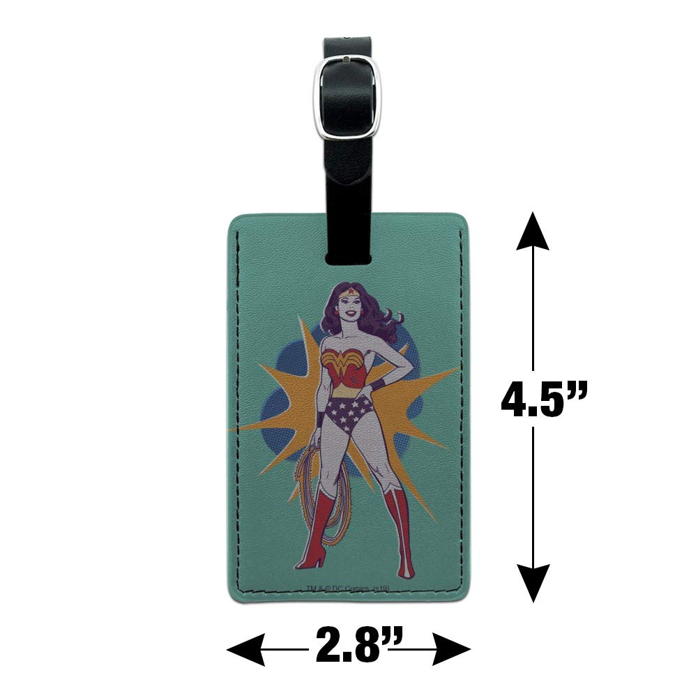 Vintage Wonder Woman Leather Luggage Tag - Rectangle Carry-On ID Tag for Women - Perfect for Suitcases, Backpacks & Travel Bags