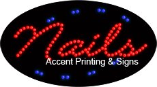 Flashing & Animated LED Nail Salon Sign - Energy Efficient, High Impact for Nail Shops, Beauty Salons & Retail Stores