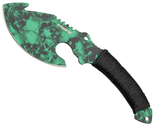 Z-Hunter Green Skull Camo Tactical Axe with Black Paracord Handle - Survival Gear for Camping, Hiking & Outdoor Adventures