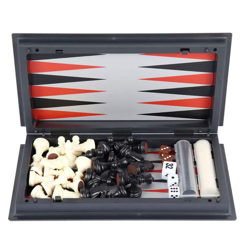3-in-1 Folding Chess Set - Portable Backgammon, Checkers & International Chess Board Game for Kids & Adults | Perfect for Travel, Family Game Nights & Educational Toys | Great Gift Idea for Board Game Lovers