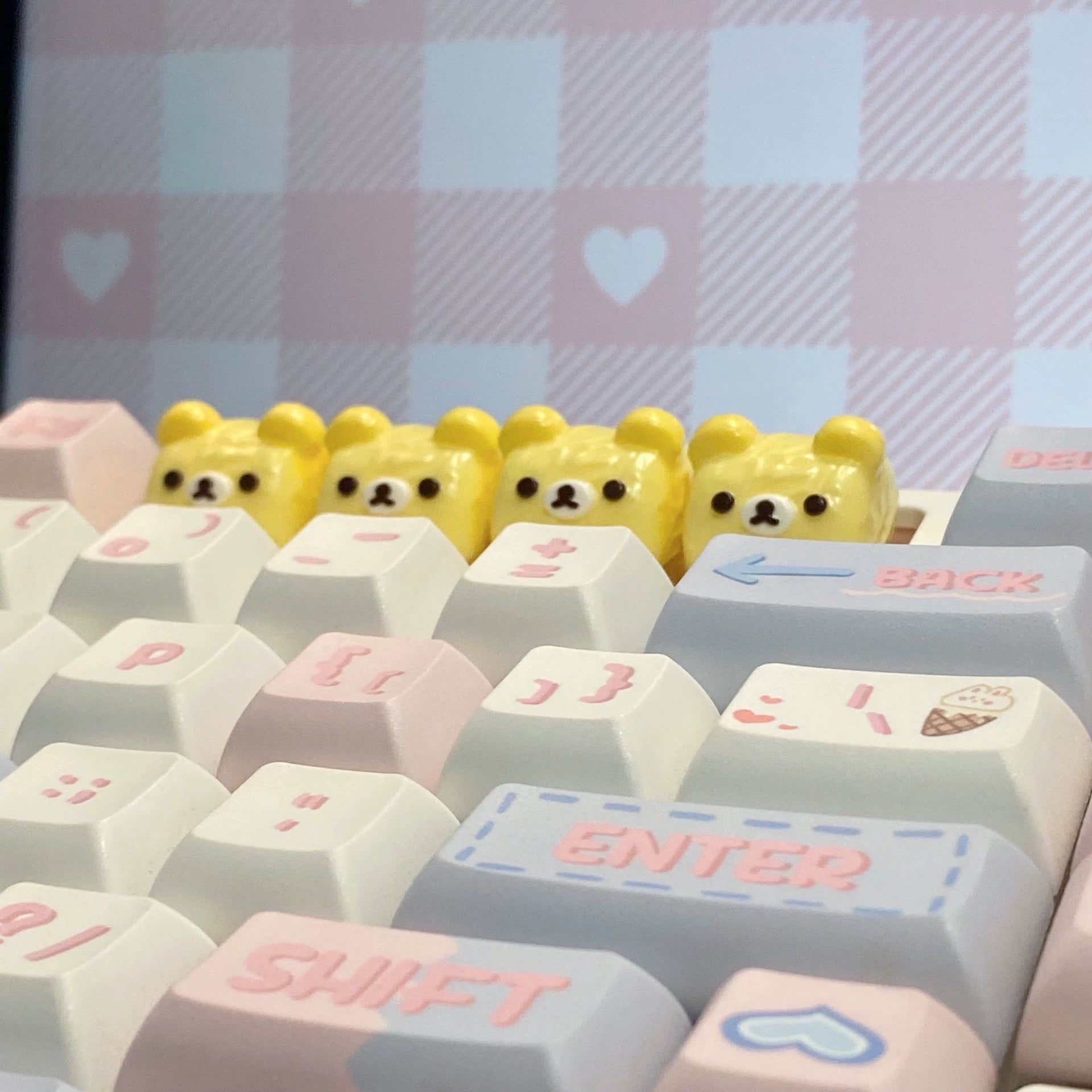 Bear Cake Roll Keycaps - Custom Resin Artisan Keycaps for Mechanical Keyboards | Unique Personalized Keyboard Decor for Gaming & Typing Enthusiasts