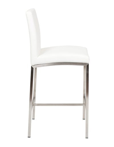Adam White Stool - Modern Bar Stool for Kitchen, Dining & Office - Adjustable Height & Comfortable Seating