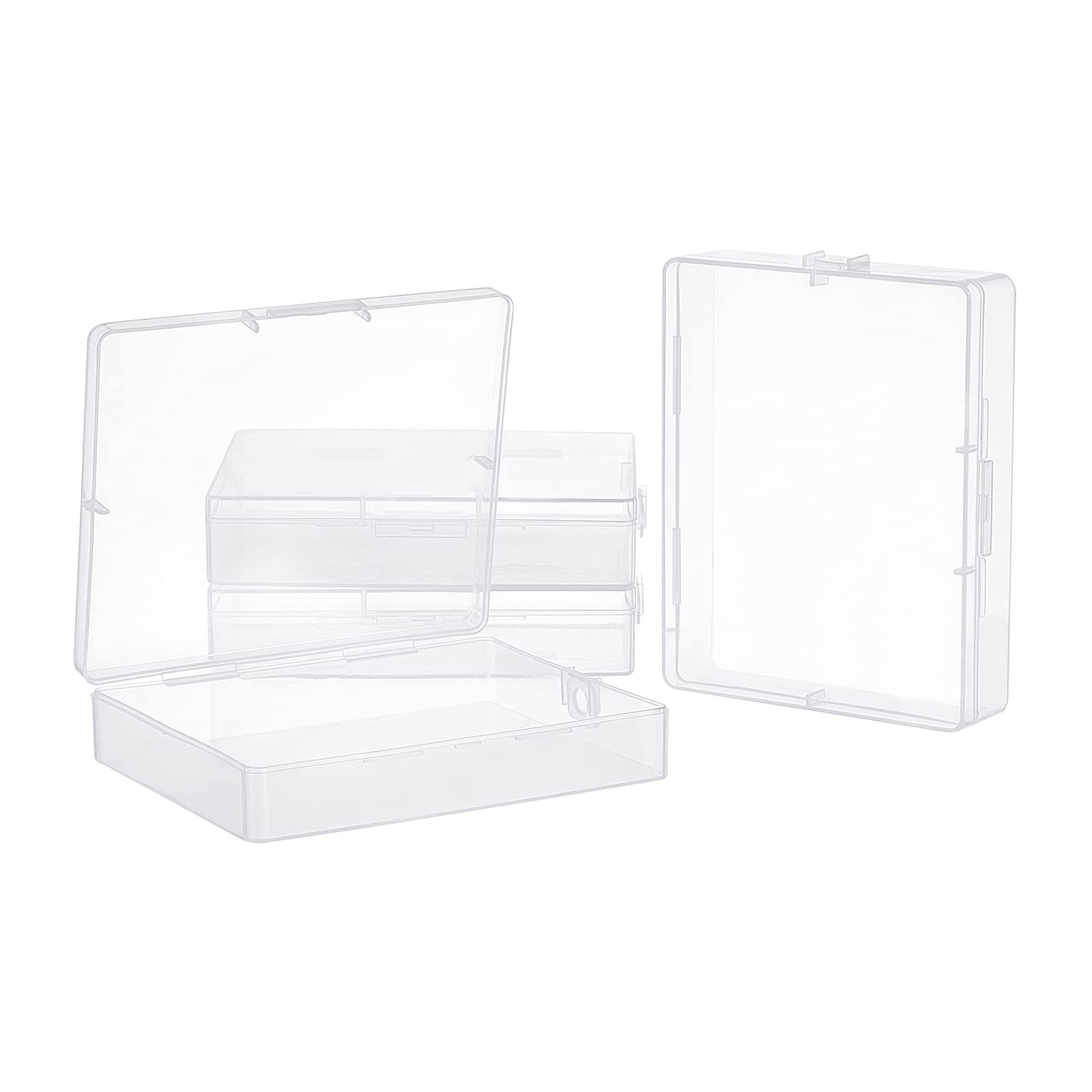 SUPERFINDINGS 4-Pack Clear Plastic Bead Storage Containers with Lids - Small Rectangle Organizer Box for Jewelry, Office & Craft Supplies (5x4x1 Inch) - Perfect for DIY Projects, Home Organization & Craft Room Storage
