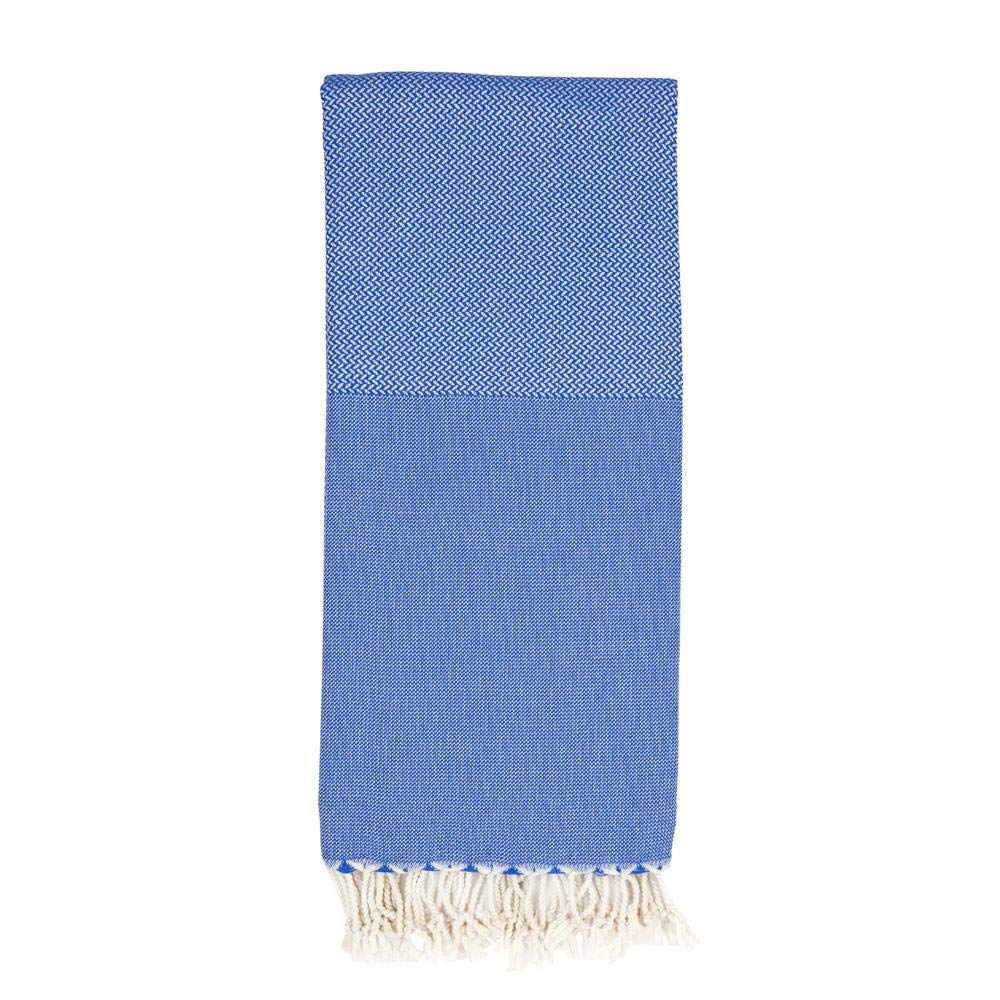 Copenhagen Blue Crisscross Bamboo/Cotton Turkish Peshtemal Beach Towel - 79