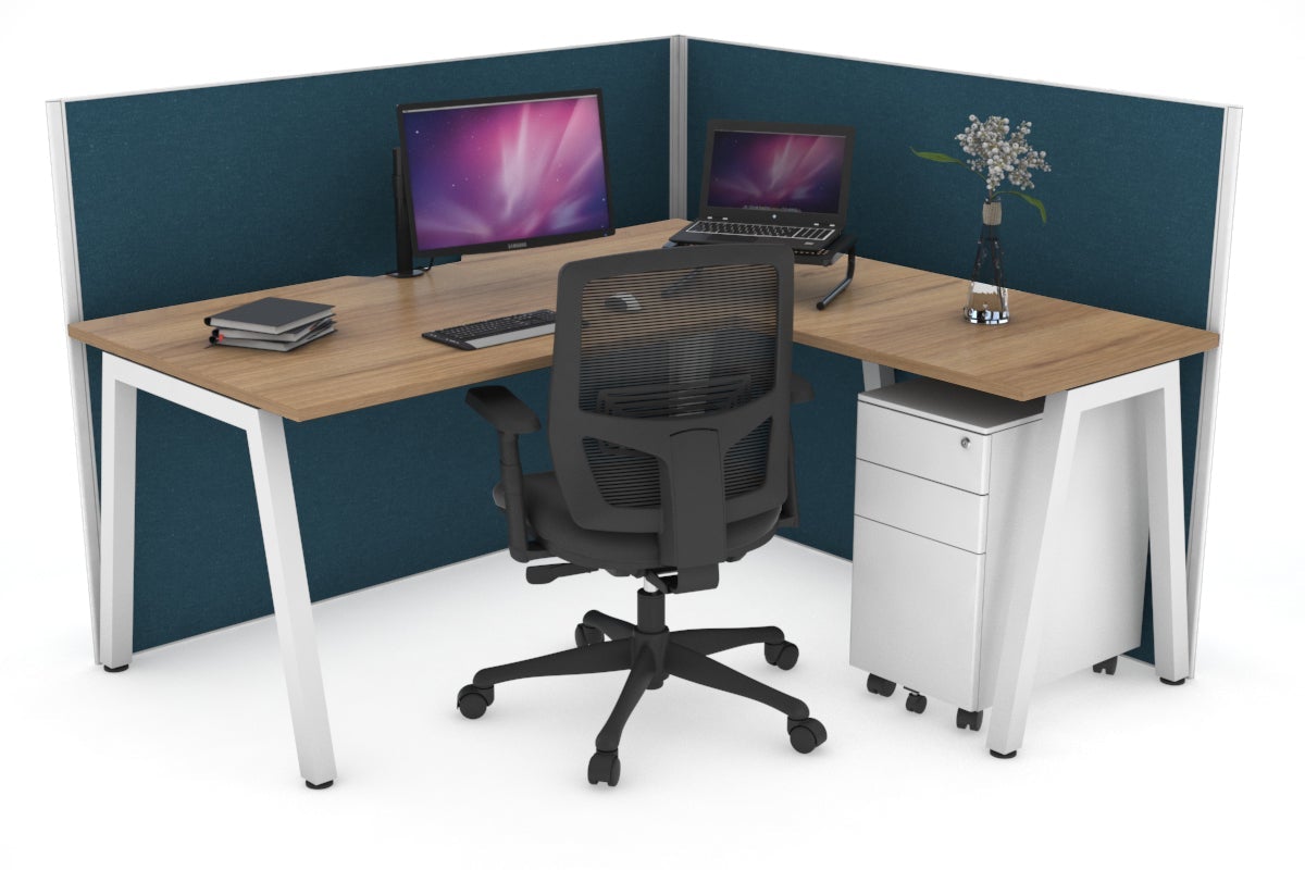 Horizon Quadro A Legs L-Shaped Corner Office Desk - 1600L x 1800W with Cable Management | Modern Home Office & Gaming Setup for Small Spaces