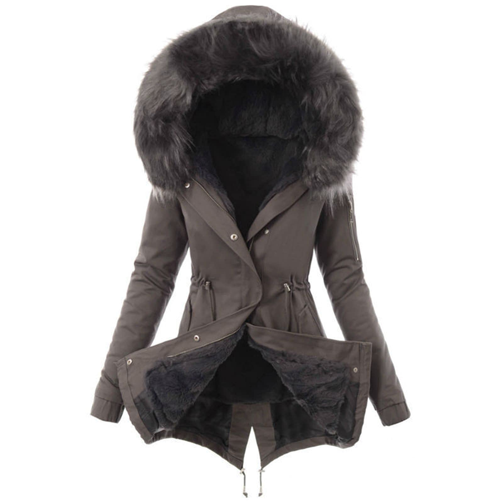 Rikay Women's Plus Size Winter Coat - Fur Trimmed Hooded Long Jacket with Warm Lining | Thick Outdoor Overcoat for Cold Weather | Perfect for Snow Days, Commuting & Winter Travel