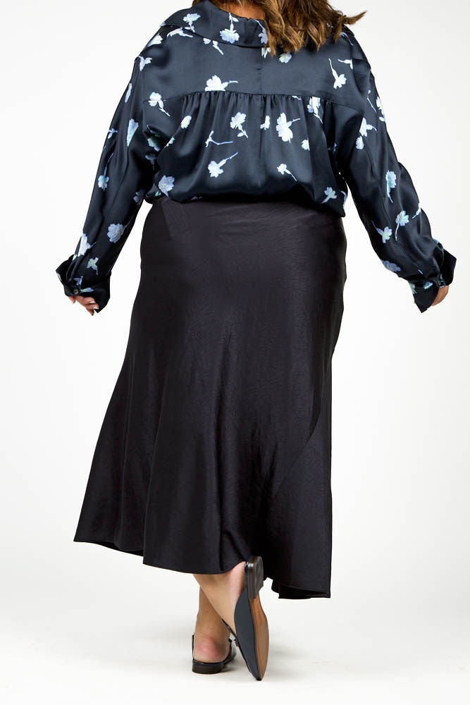 Satin Draped Slip Skirt for Women - Elegant High Waist Flowy Midi Skirt for Party, Date Night & Special Occasions