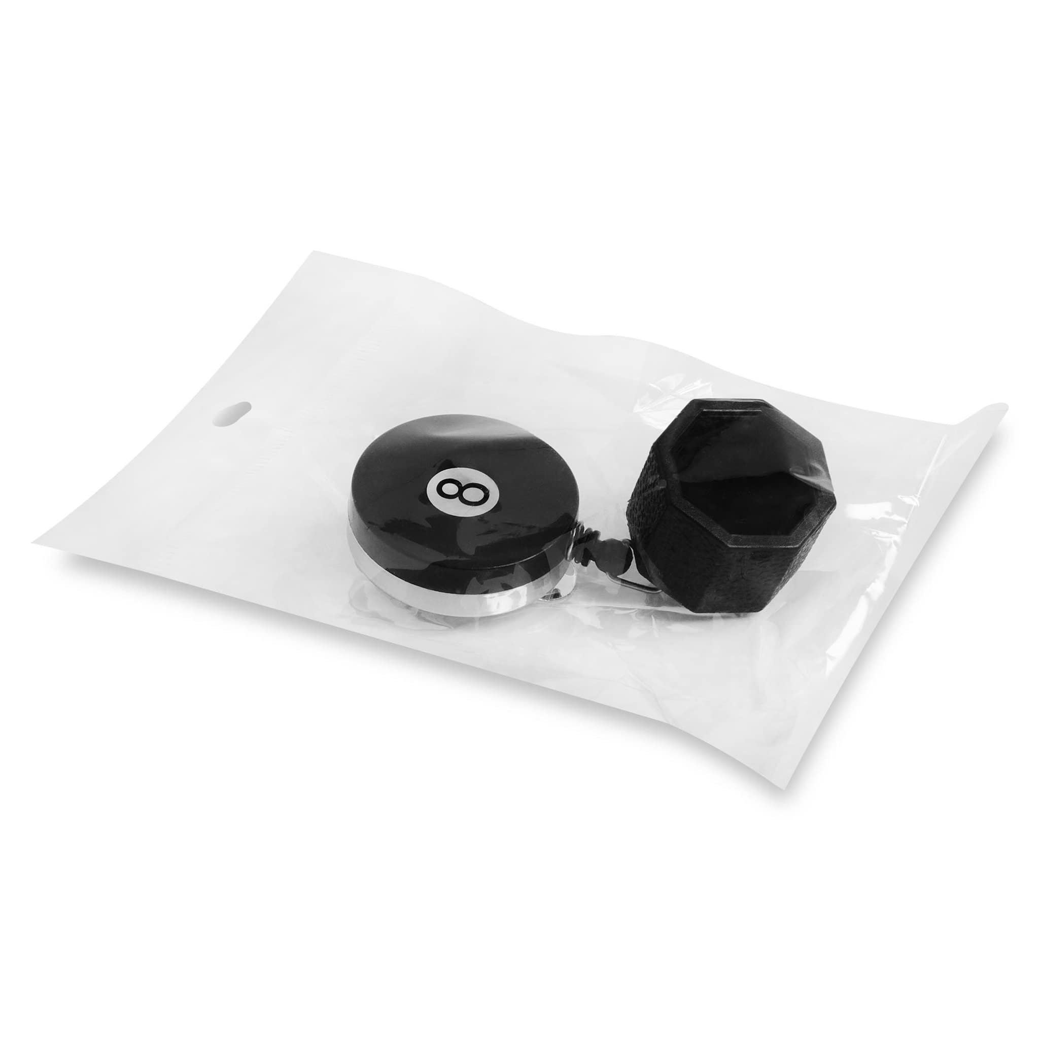 OKKO Retractable Octagon 8-Ball Billiard Pool Cue Chalk Holder with Belt Clip - Black - Compatible with Predator Chalk - Perfect for Pool Players & Bar Game Enthusiasts