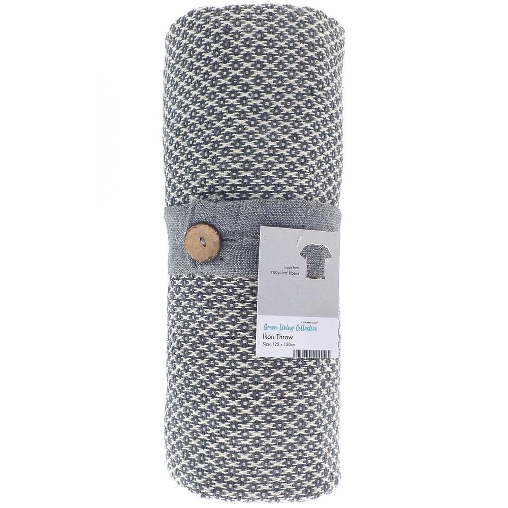 IKON Recycled Cotton Throw Blanket - Soft & Eco-Friendly Grey Throw for Couch, Bed, or Sofa - Perfect for Cozy Nights, Lounging, and Home Decor