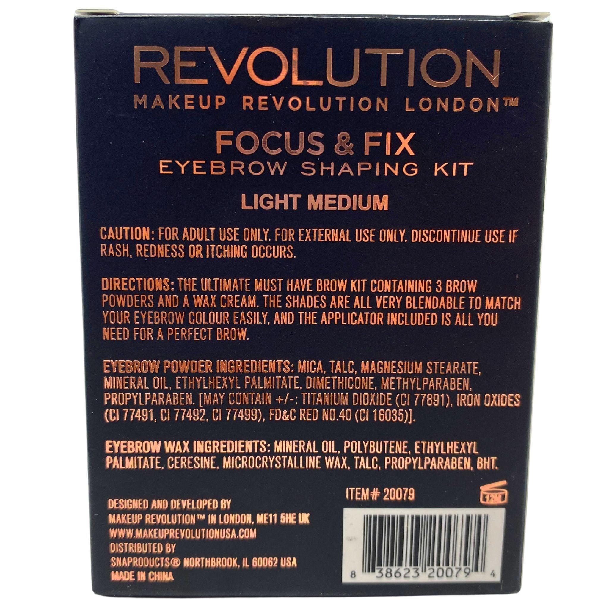 Revolution Makeup Revolution London Focus & Fix Eyebrow Shaping Kit - Light Medium, 0.14OZ (36 Pcs) - Perfect for Eyebrow Grooming, Shaping & Styling at Home or Salon