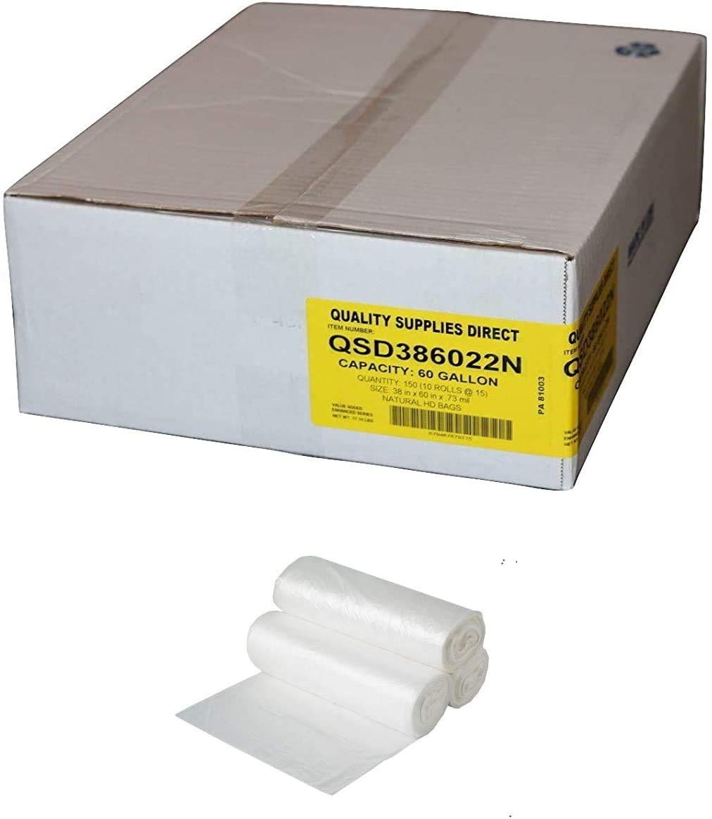 Clear Heavy Duty Trash Bags 55-60 Gallon, 38
