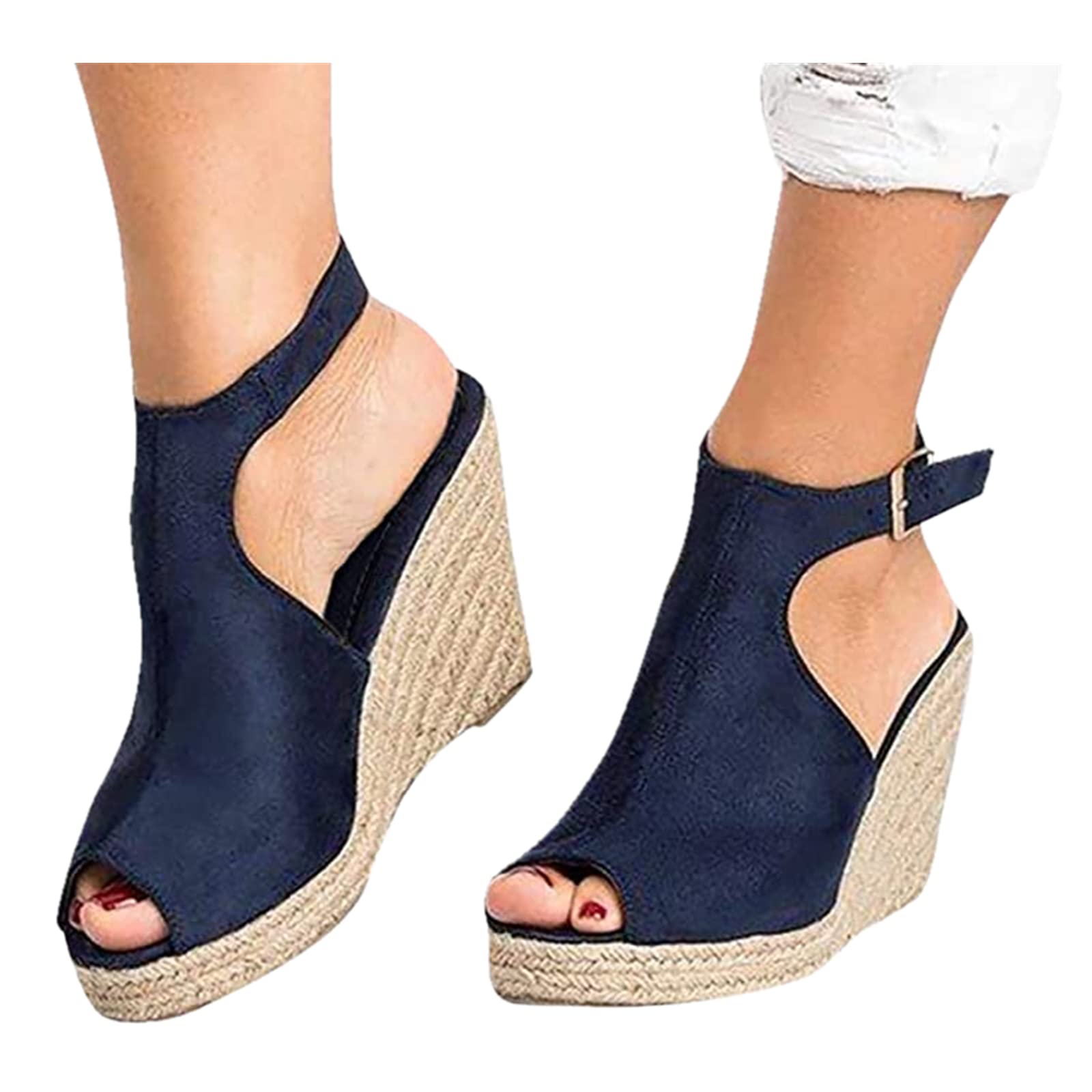 Women's Wedge Sandals with Ankle Strap - Open Toe Platform Sandals for Casual & Dressy Occasions | Summer Beach Shoes for Walking, Vacations & Outdoor Events