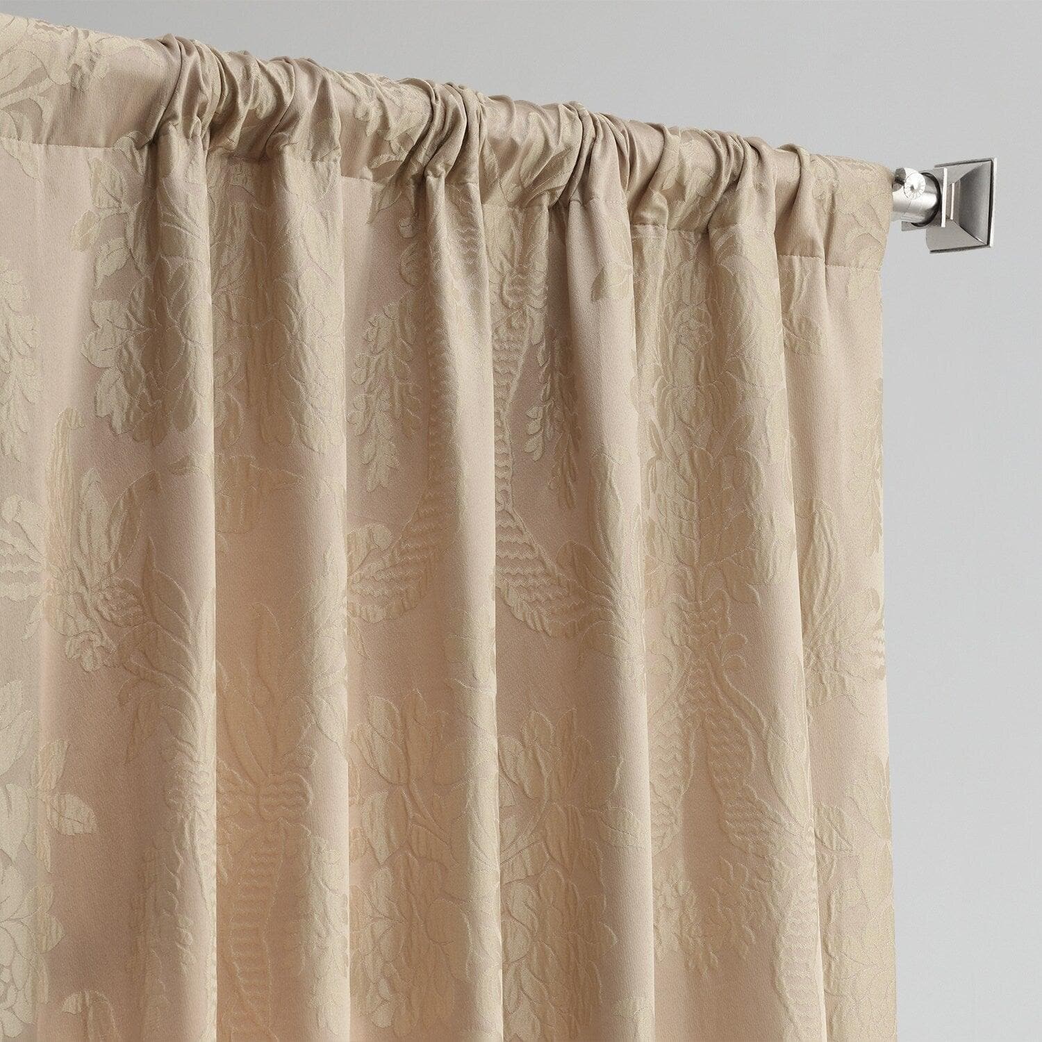 Magdelena Beige & Gold Damask Faux Silk Jacquard Blackout Curtains for Bedroom & Living Room - Elegant Window Treatment for Light Control & Privacy