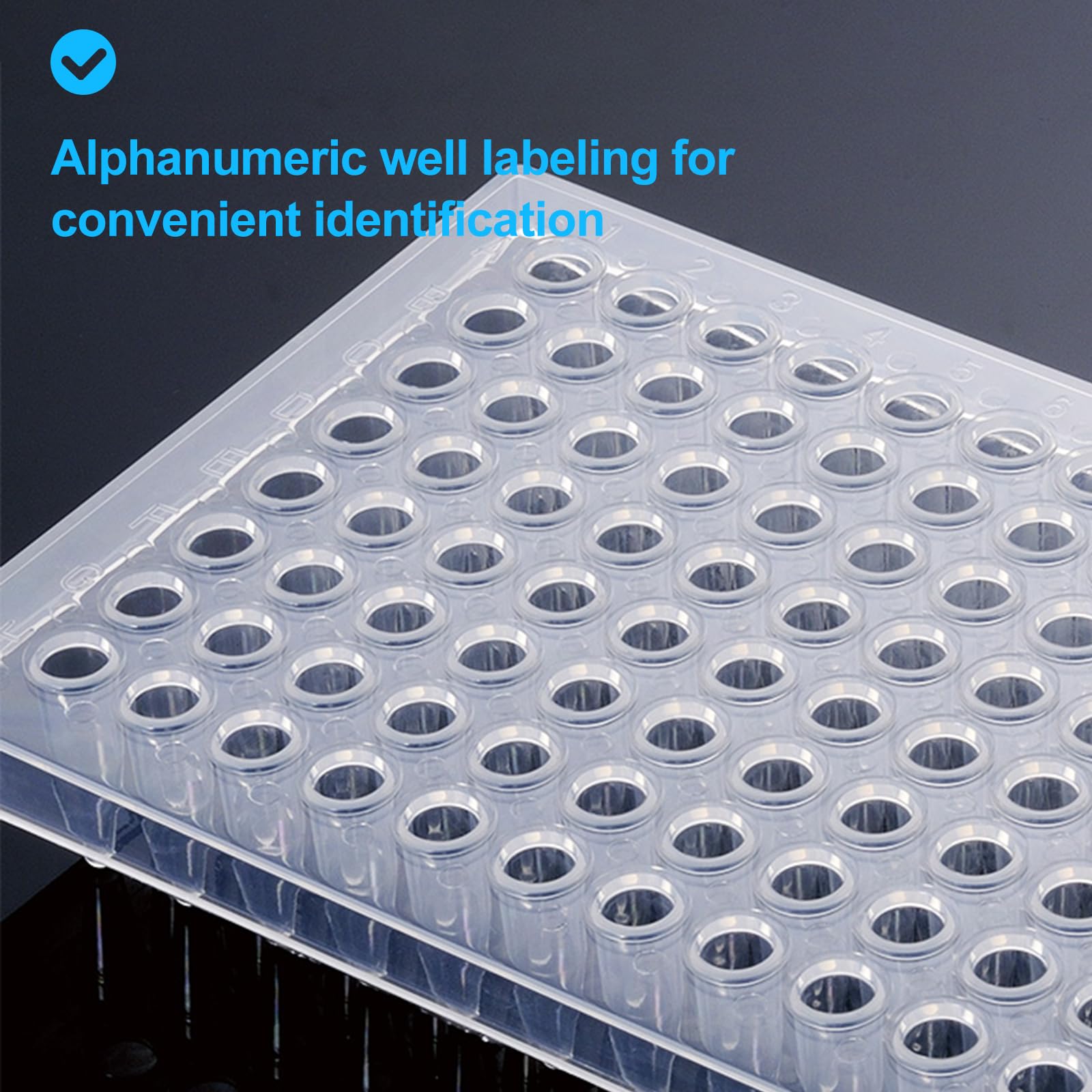 0.2ml 96-Well PCR Plates, Half-Skirted, Clear Polypropylene PCR Plate - 100 Plates Ultra-Thin Wall Tubes, DNase/RNase Free - Ideal for PCR, qPCR, DNA/RNA Amplification & Molecular Biology Research