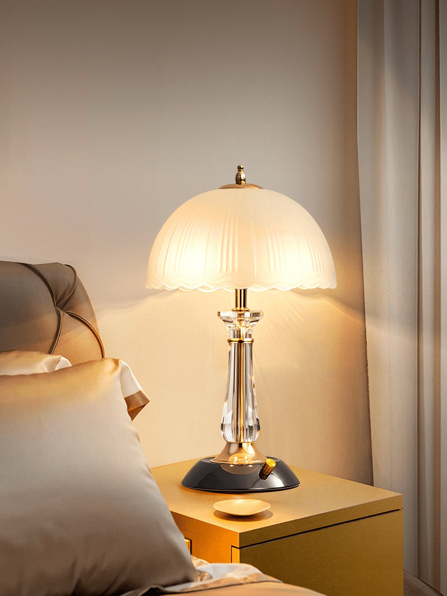 Modern Dome Glass Table Lamp - Elegant Home & Office Lighting for Living Room, Bedroom, or Study Desk