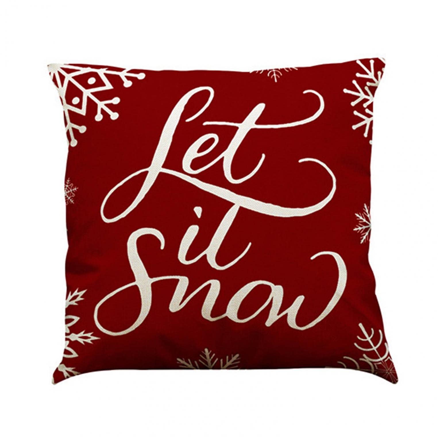 Vintage 1950s Christmas Throw Pillow Covers 18x18 Inch - Farmhouse Holiday Decorative Pillow Cases for Sofa Couch - Christmas Home Decor for Living Room, Bedroom & Seasonal Festive Decorations