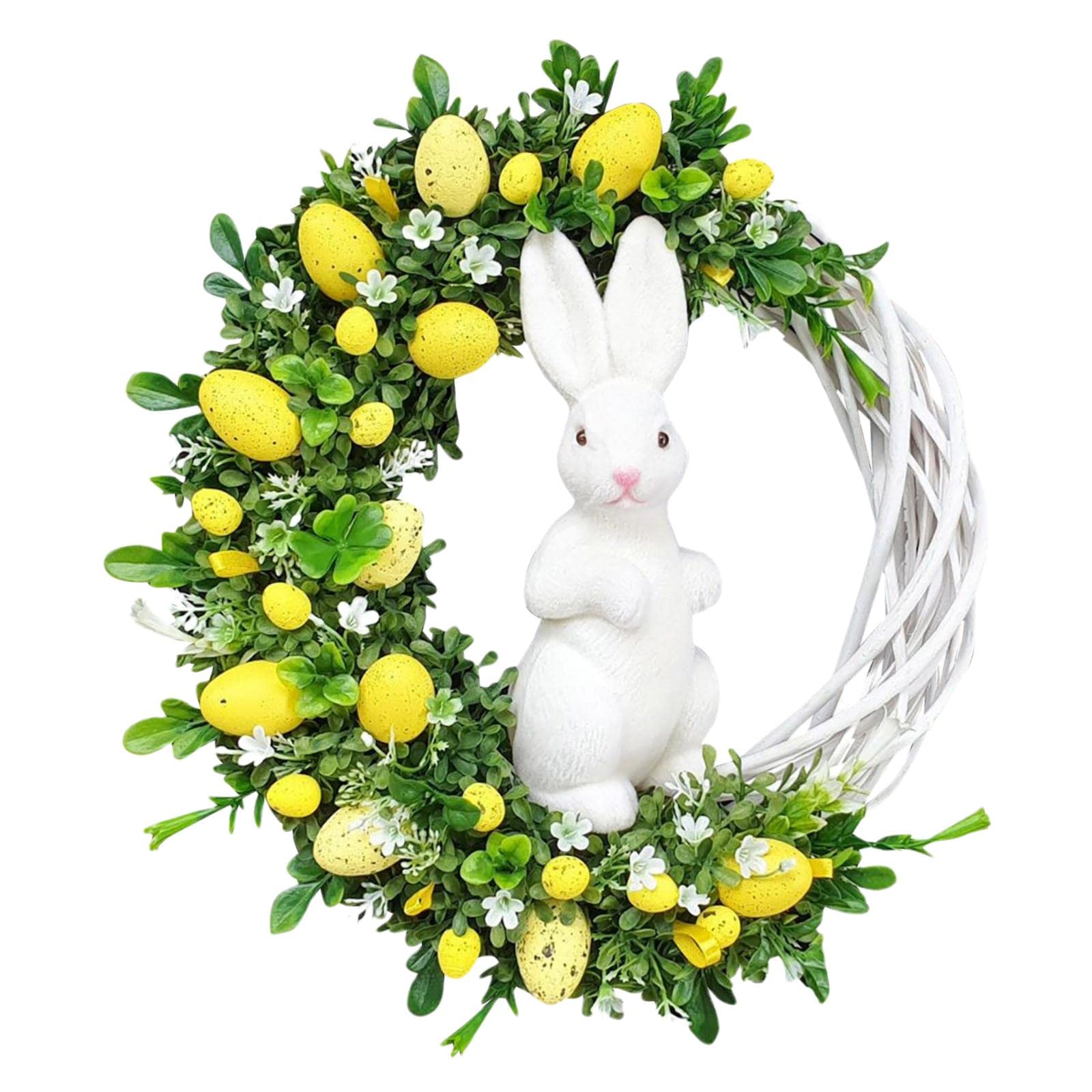 Gazechimp Easter Rabbit Wreath with Colorful Eggs - Spring Door Hanging Decor for Home, Indoor & Outdoor Use - Perfect for Easter Party, Wedding & Holiday Decorations
