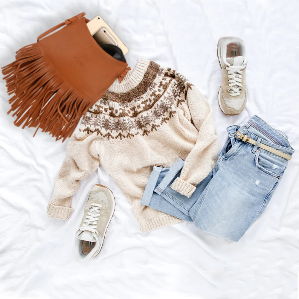 Stylish Leather Fringe Tassel Hobo Bag for Women - Medium Brown Crossbody Purse | Perfect for Casual Outings, Date Nights & Travel Accessories