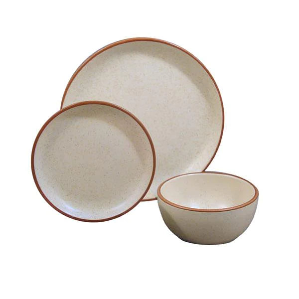 12-Piece Beige & Brown Della Terra Dinnerware Set - Elegant Tableware for Everyday Dining & Entertaining