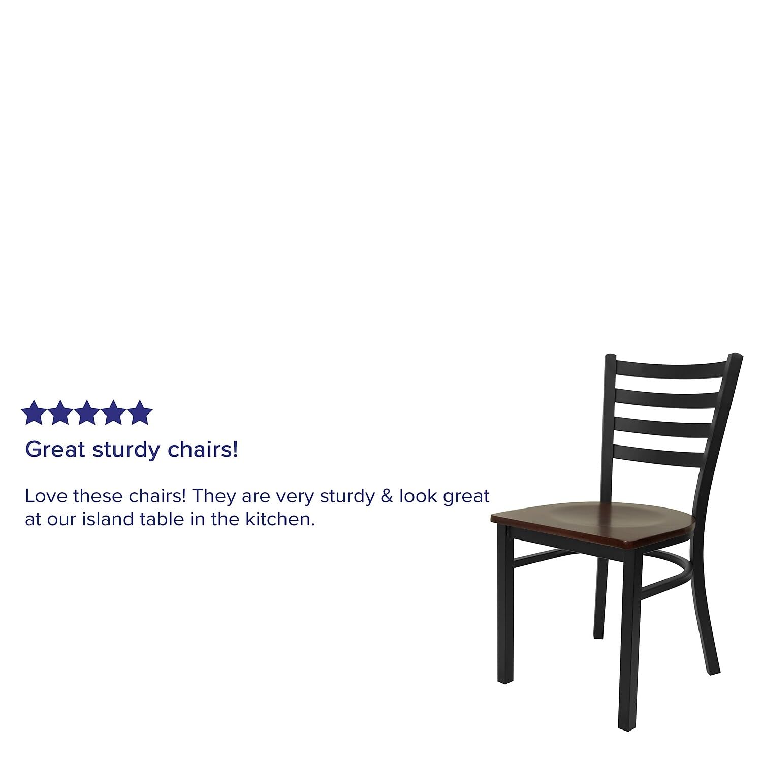 Flash Furniture 2-Pack HERCULES Series Black Metal Ladder Back Restaurant Chairs with Mahogany Wood Seats - Heavy Duty Commercial Dining Chairs for Restaurants, Cafes, and Home Kitchens