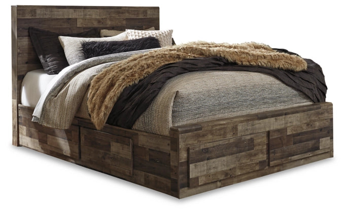 Derekson Queen Size Panel Bed with 6 Storage Drawers - Multi Gray Finish, Space-Saving Bedroom Furniture for Small Rooms & Apartments