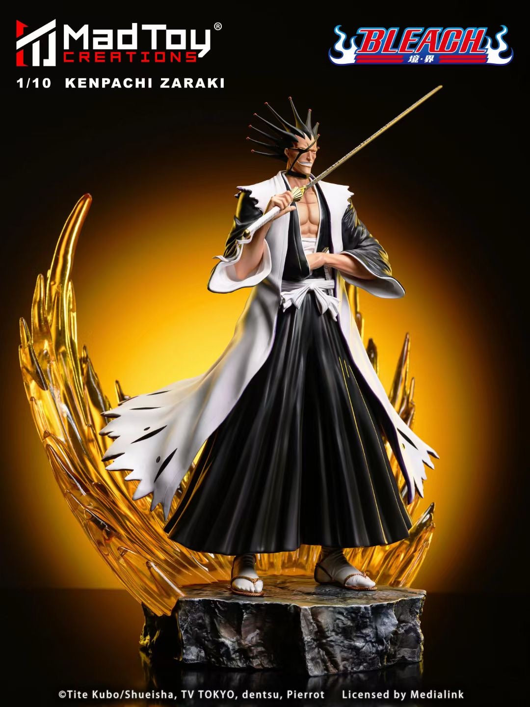 Medialink x MadToy Creations Licensed Kenpachi Zaraki Anime Figure - Bleach Collectible Action Figure for Anime Fans & Display