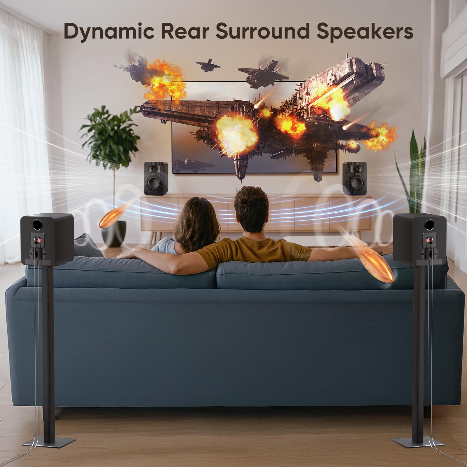 Saiyin Wall Mount Passive Speakers - Indoor Rear Surround Sound Stereo Speakers for Midrange & High-Frequency, Passive Bookshelf Speakers for Home Theater, Receiver or Amplifier Required - Perfect for Living Room and Home Cinema Setup