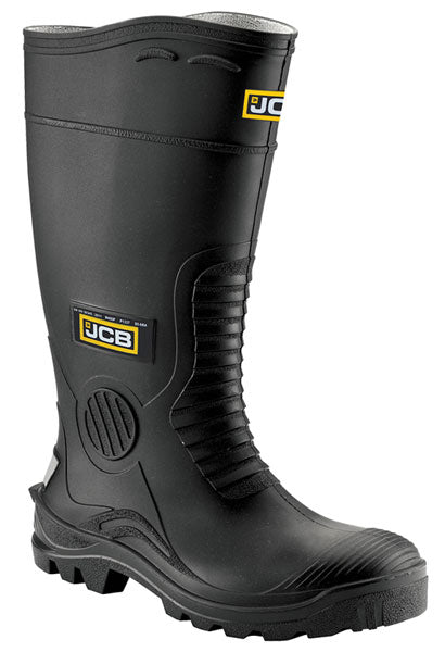 JCB Hydromaster Black Safety Wellington Boots - Waterproof, Slip-Resistant Work Boots for Men & Women - Ideal for Construction, Farming, and Outdoor Work