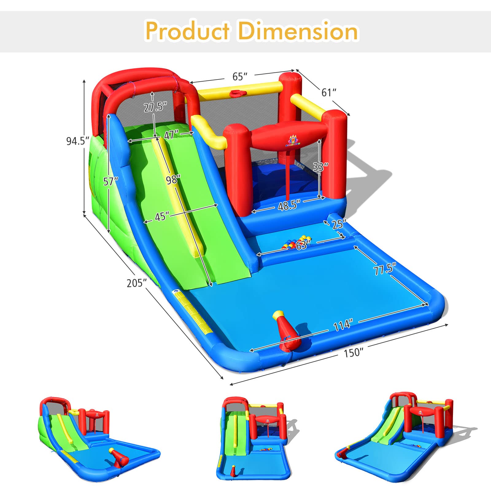 **BOUNTECH Inflatable Water Slide for Kids & Adults - Mega Water Bounce House with 2 Slides, Ball Pit, Splash Pool - Wet & Dry Outdoor Play - Perfect for Backyard Parties, Summer Fun, and Birthday Gifts**    *(Ideal for backyard gatherings, summer celebrations, kids' birthday parties, and family outdoor entertainment!)*