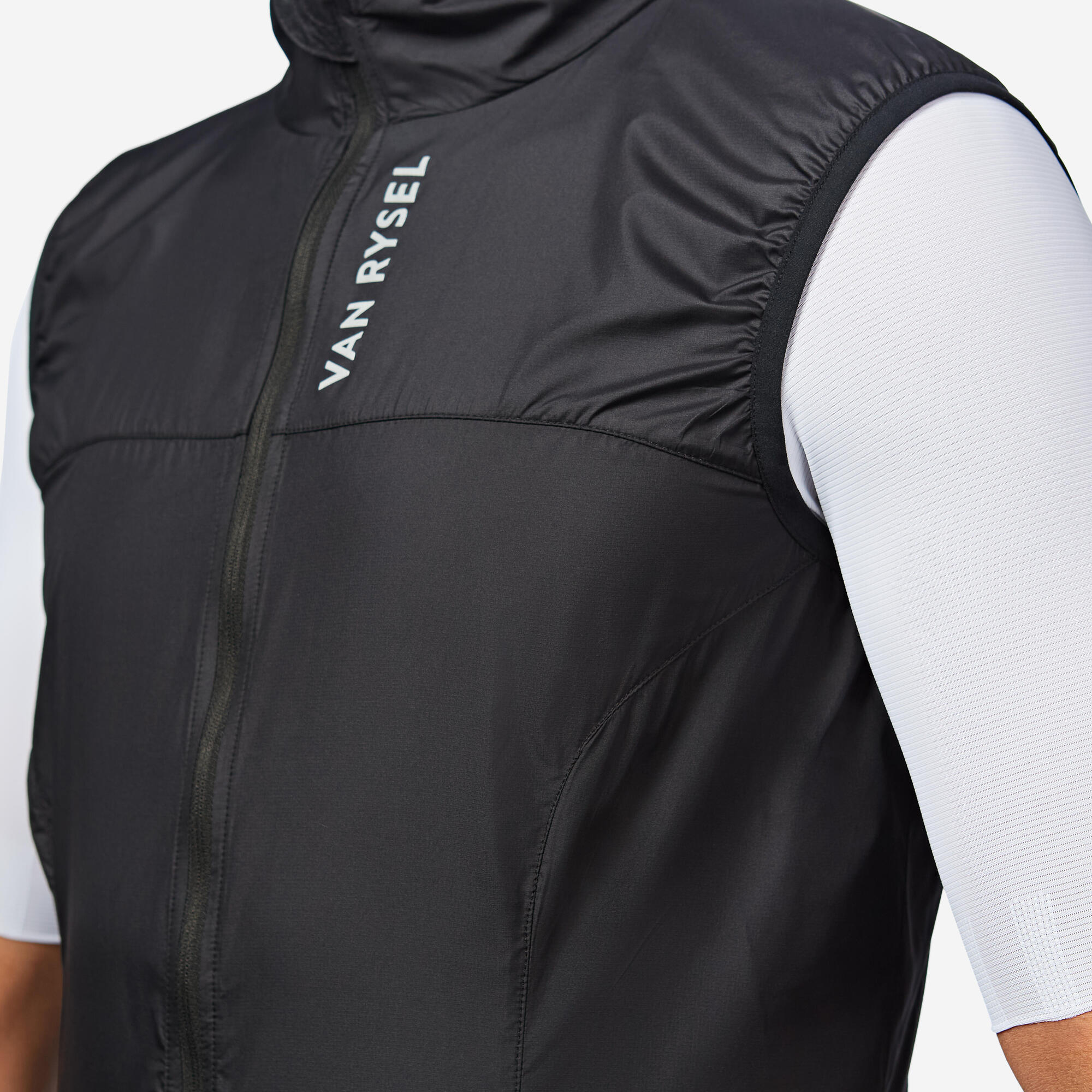 Van Rysel Men's Ultralight Cycling Wind Vest - Breathable & Water-Resistant Running Jacket for Outdoor Sports, Cycling & Jogging