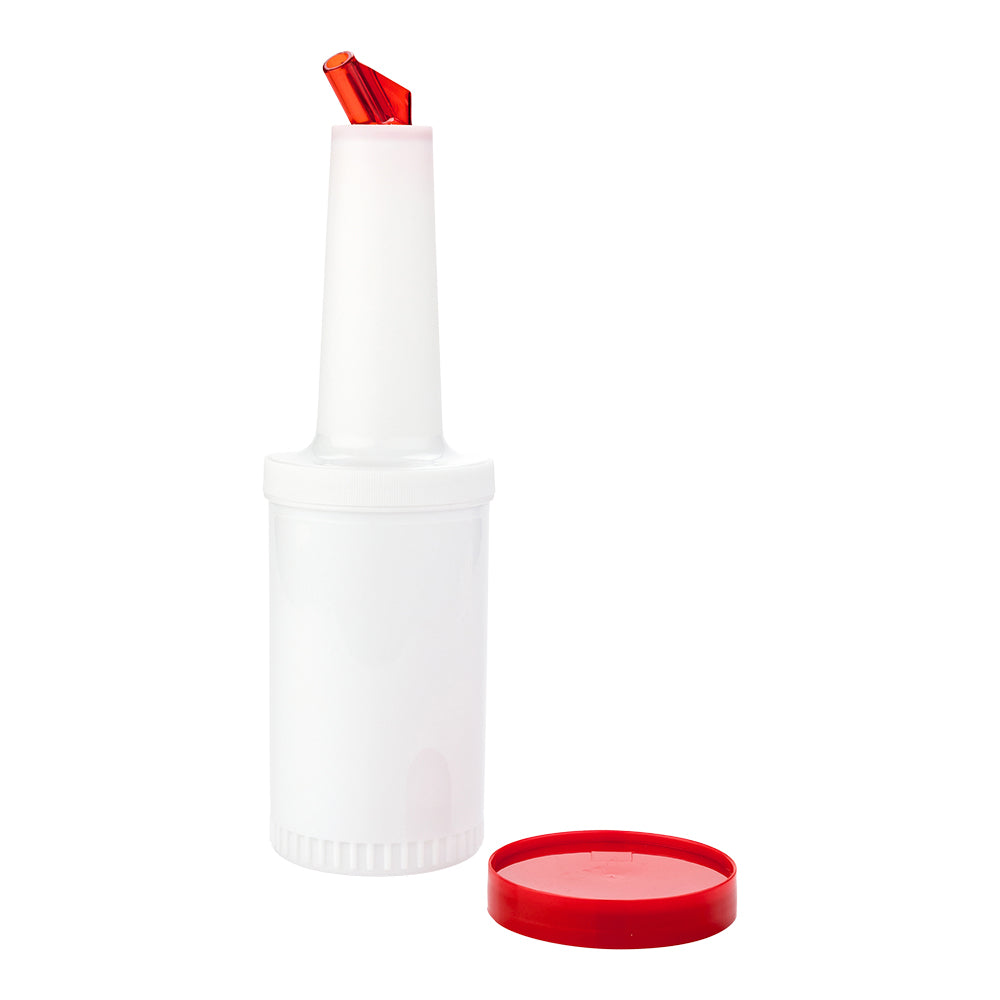 Bar Lux 1 Quart Plastic Quick Pour Storage Bottle with Red Spout & Lid - 3.5