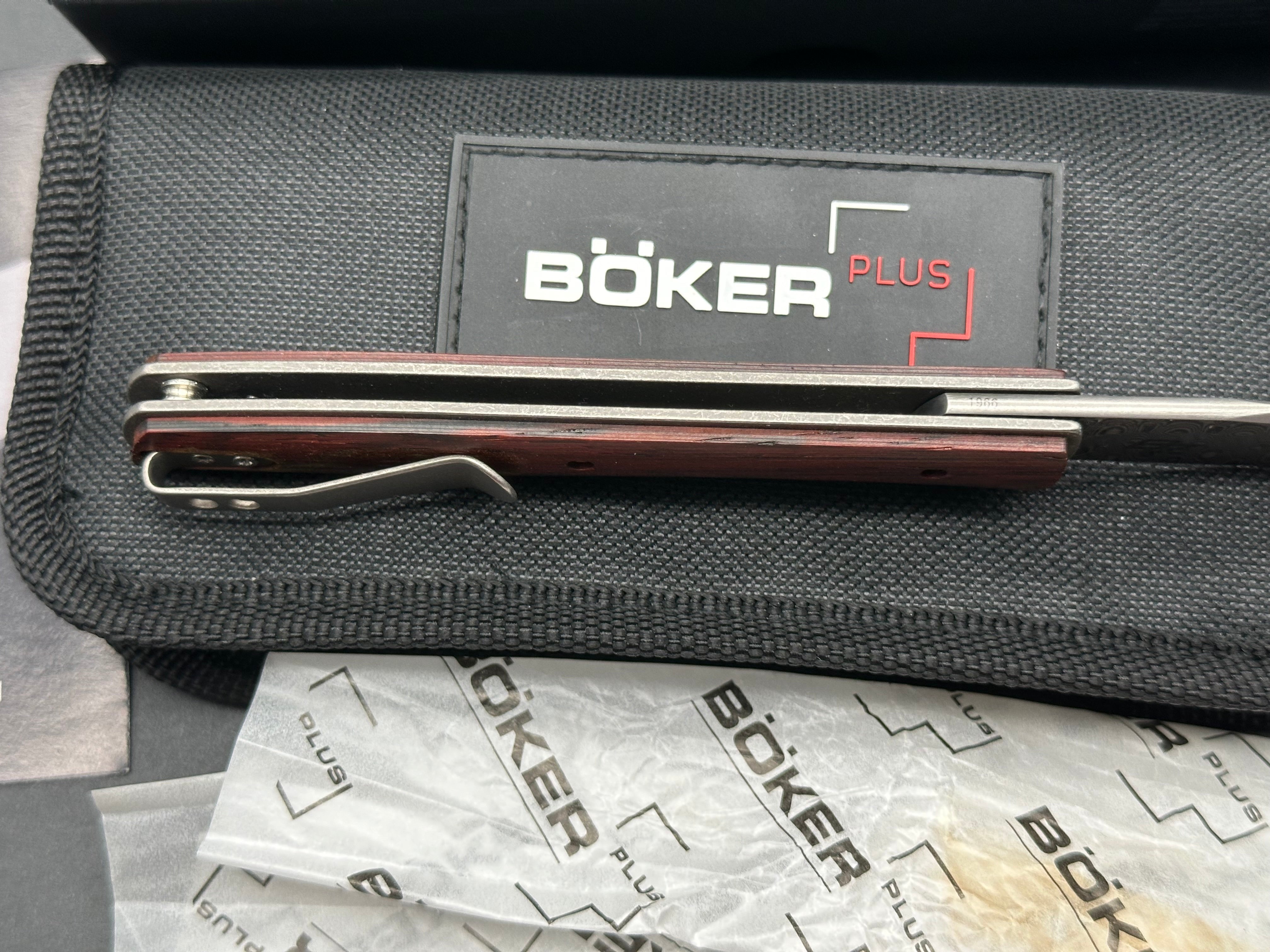 Boker Plus Urban Trapper Cocobolo Damascus Folding Knife - Premium EDC Pocket Knife for Outdoor, Camping, Hiking & Everyday Carry