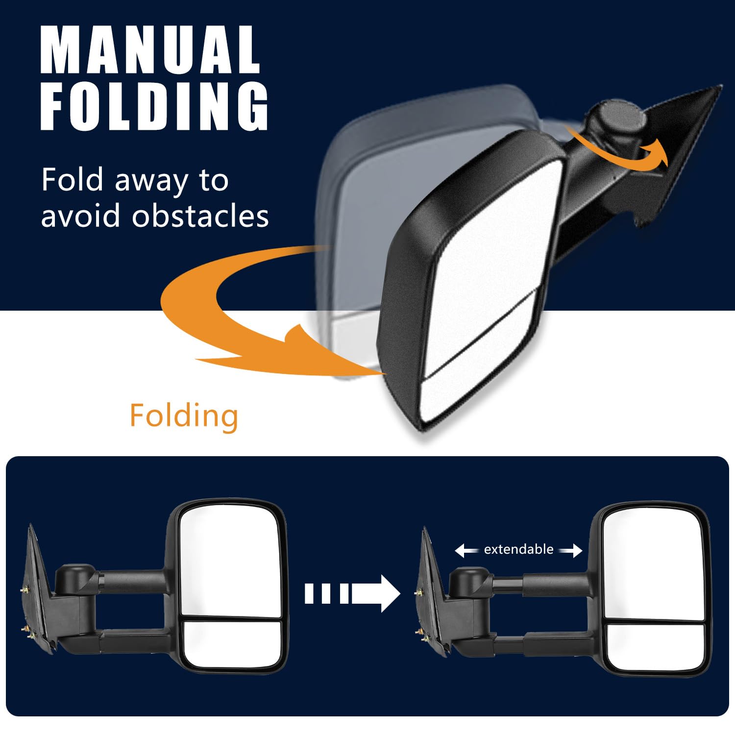 AERDM Power Heated Telescoping Towing Mirrors with Arrow Signal Light - Fit Chevy Silverado, GMC Sierra, Cadillac Escalade & More - Perfect for Towing, RV Trailers & Off-Road Adventures