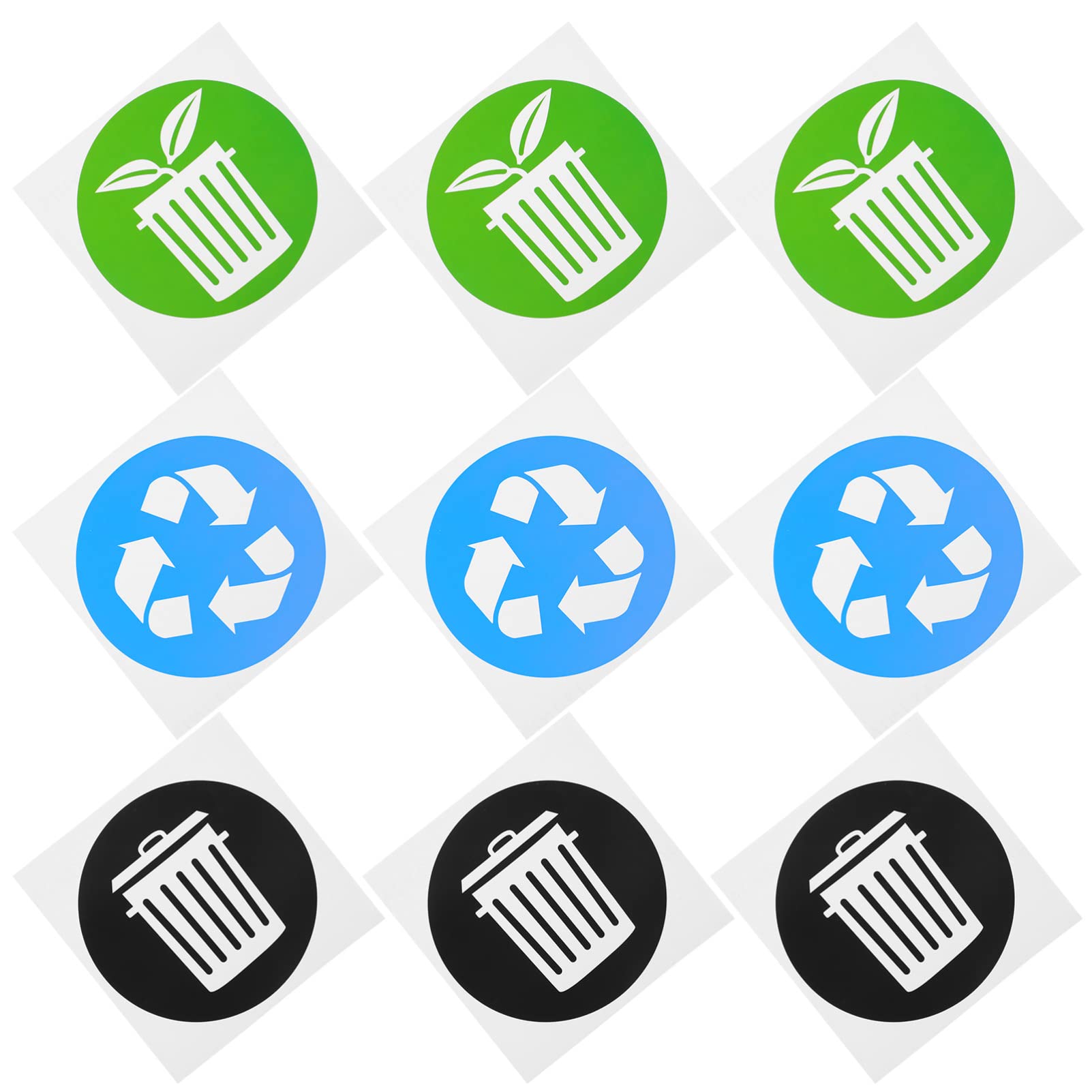 12-Pack Self-Adhesive PVC Trash Can Labels - Waterproof Garbage Bin Stickers for Office, Home & Public Recycling Bins - Durable Waste Container Signs for Easy Sorting & Organization (Indoor/Outdoor Use)