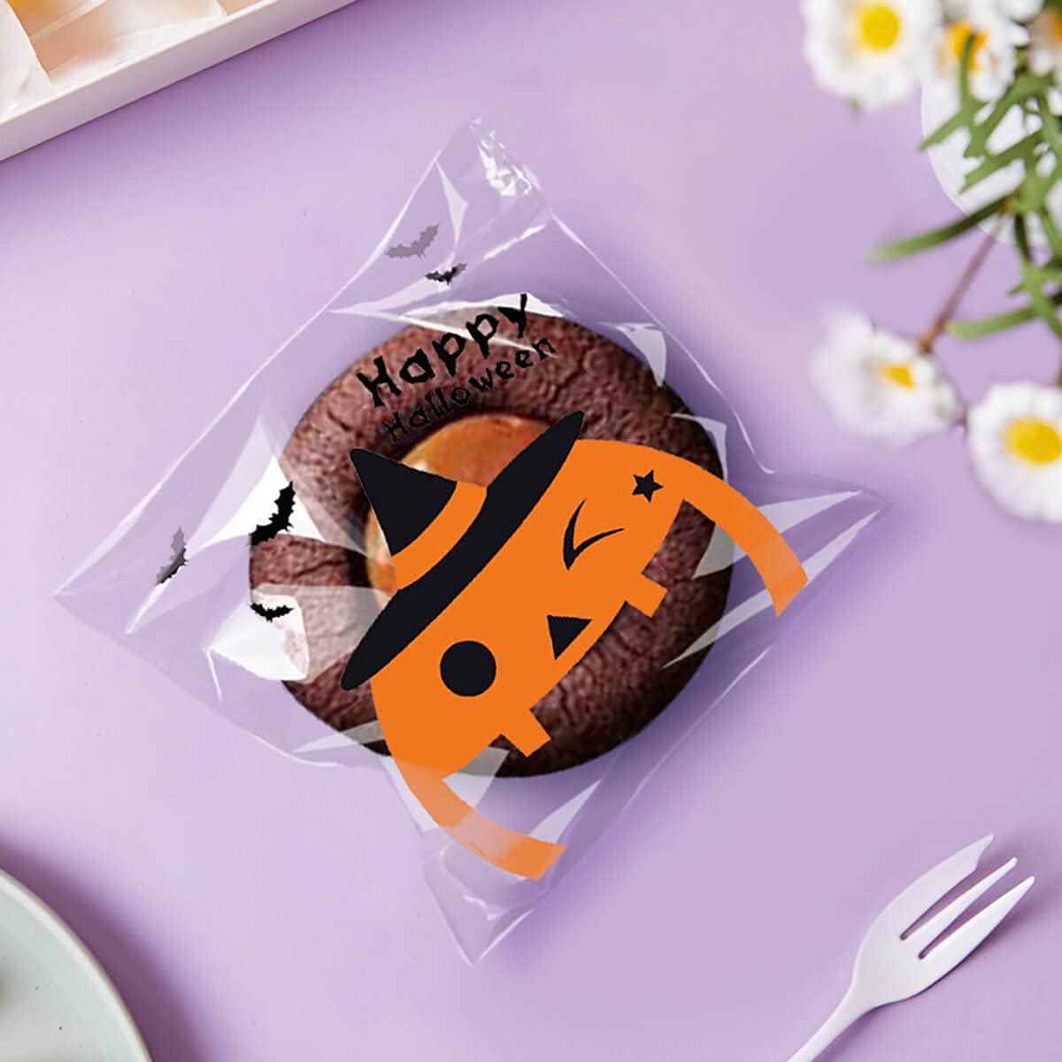 Koara Halloween Candy Bags Self Adhesive - 120 Pack Small Halloween Treat Bags with Ziplock Closure for Trick or Treat, Party Favors, Classroom Rewards & Holiday Gift Giving