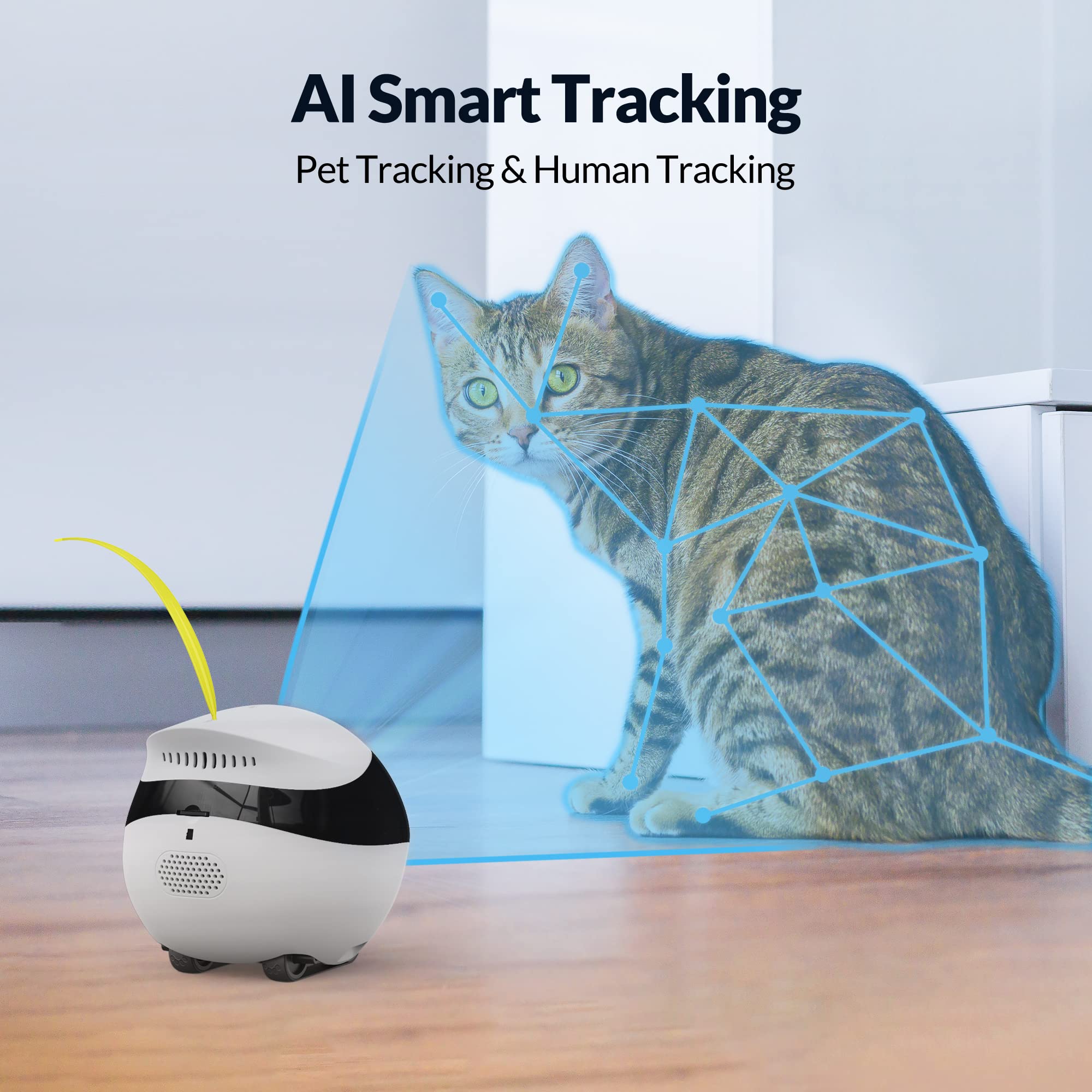 Enabot EBO Air Smart Home Security Camera with 2-Way Audio, Night Vision & APP Control - Wireless Rechargeable Pet Camera for Dogs, Cats & Baby Monitoring - Indoor SD Card Storage for Home & Office Use