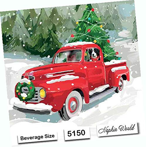 Red Truck Themed Decorative Paper Napkins - 5