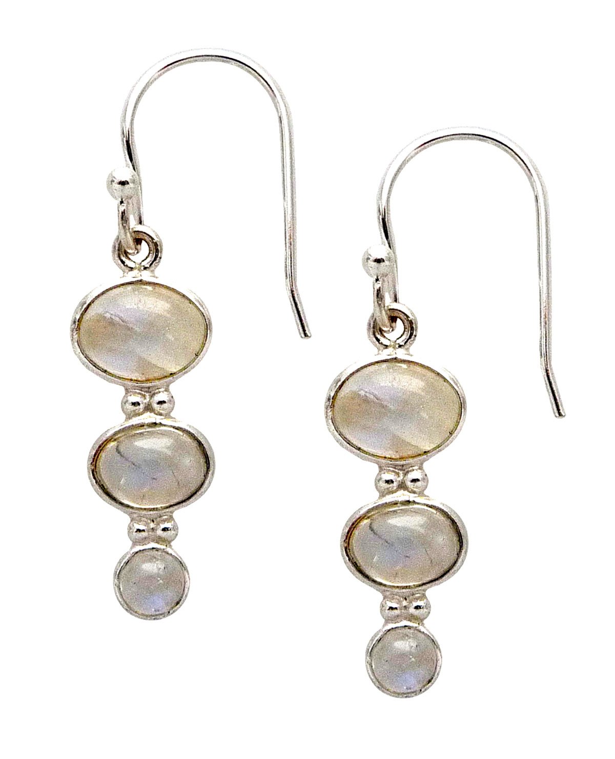Sterling Silver Crystal Drop Oval Earrings 1.5