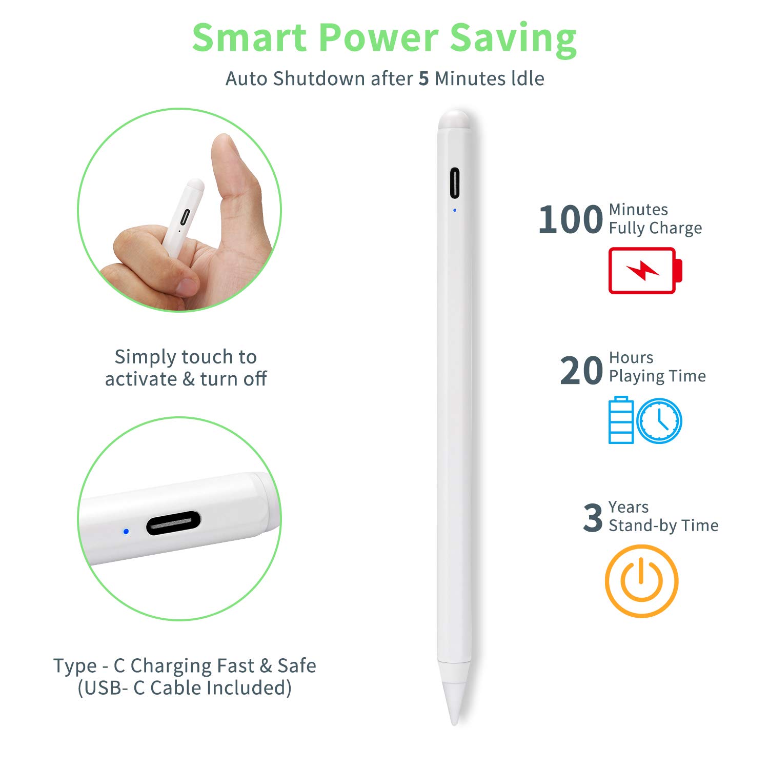10th Gen iPad Pencil - Fast Charging Stylus with Palm Rejection for iPad 8th/9th/10th/A16 (2018-2025) - Perfect for Drawing & Note-Taking