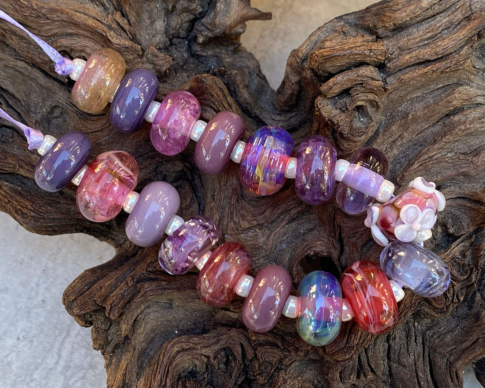 17-Piece Pink Orphan Lampwork Glass Beads Set for Jewelry Making - DIY Bracelets, Necklaces & Craft Projects (SRA)