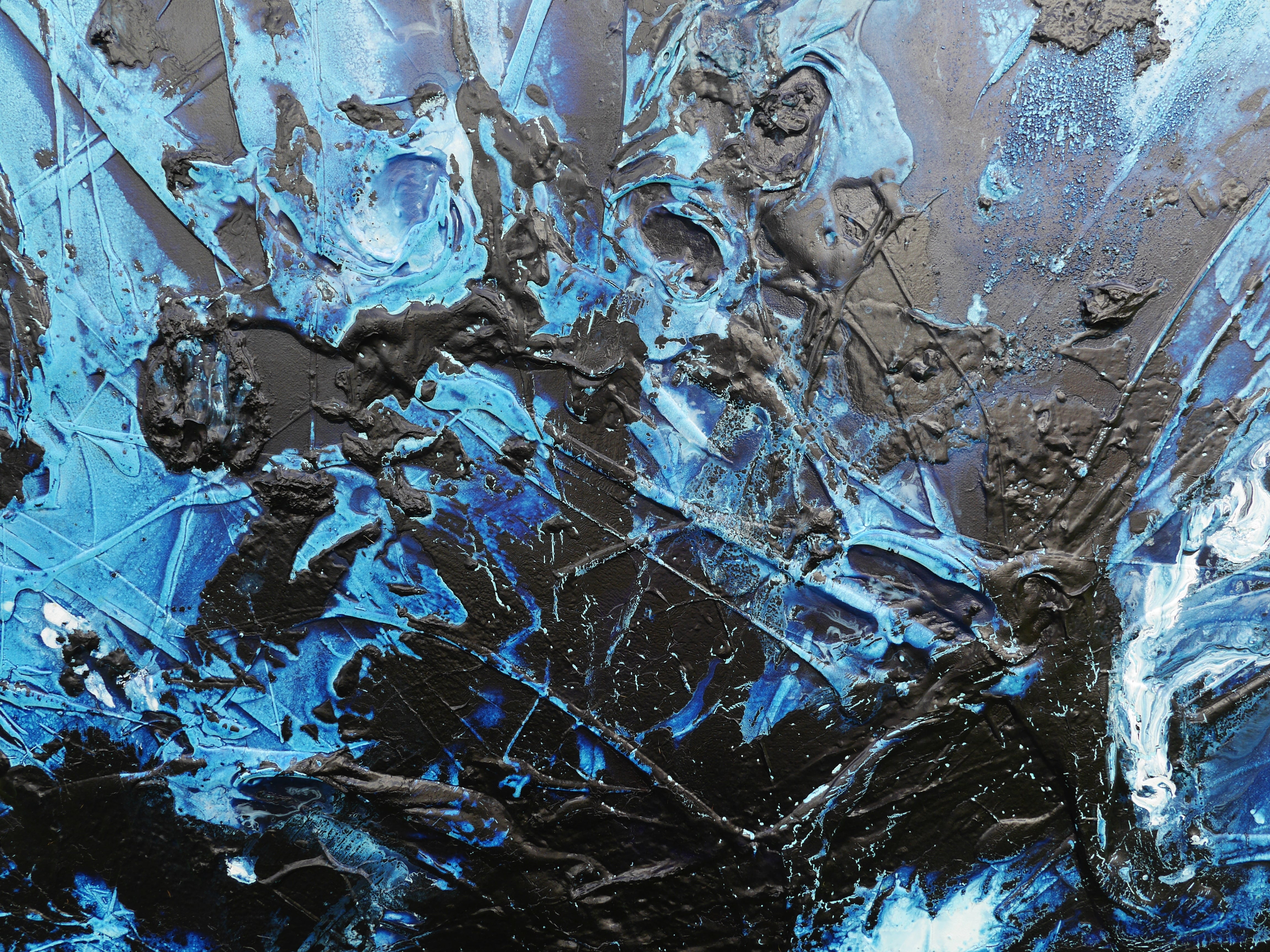 140cm x 180cm Blue Textured Abstract Ocean Painting - Modern Wall Art for Living Room, Bedroom & Office Decor | Aquatic Bloom Canvas Art