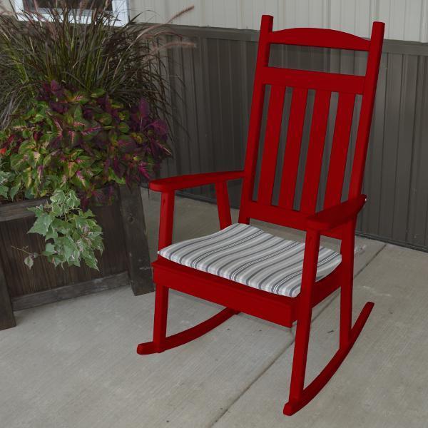 A&L Furniture Yellow Pine Classic Porch Rocker - Solid Wood Rocking Chair for Outdoor Patio, Garden, and Front Porch Relaxation | Perfect for Reading, Sunbathing & Enjoying Morning Coffee