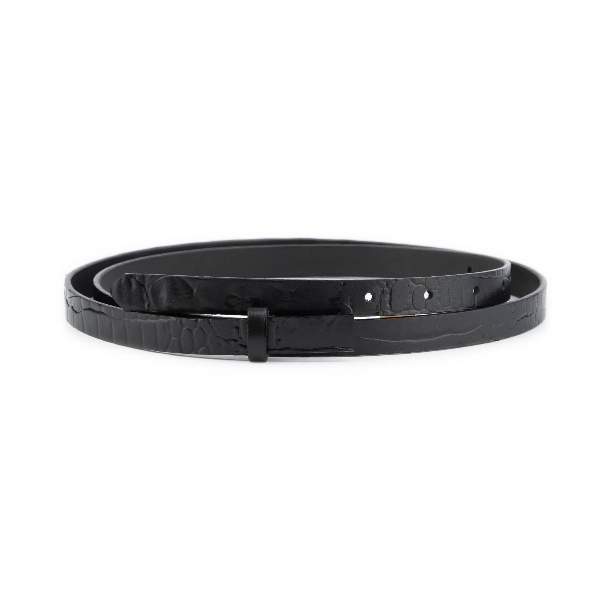1.5 cm Black Crocodile Embossed Leather Belt Strap Replacement for Versace Buckles - Women's Fashion Accessory for Jeans, Dresses & Office Wear