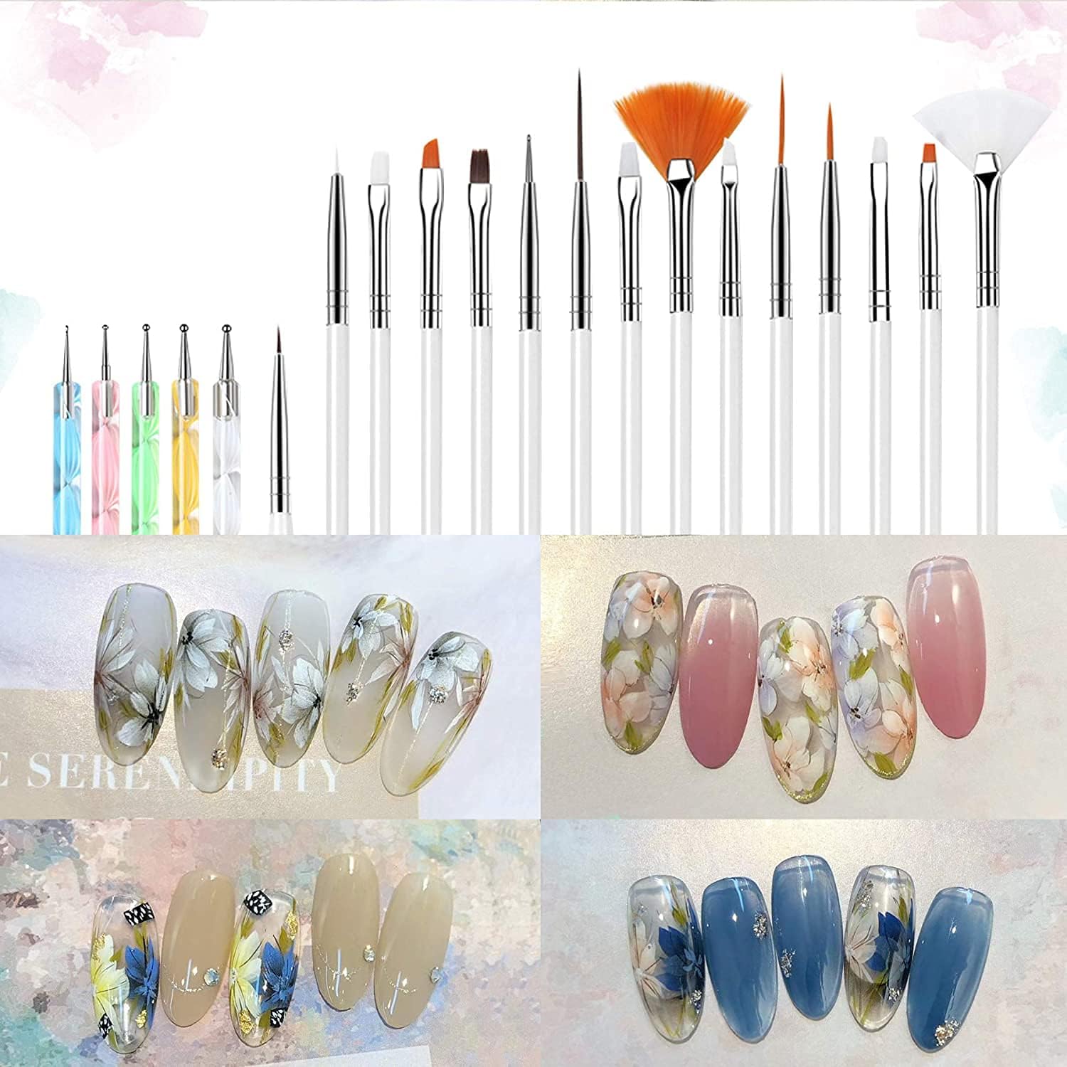 15-Piece Professional Nail Art Brush Set for Detailing, Striping & Blending - Includes Dotting Pens, Liner Brushes & 3D Gel Painting Tools - Perfect for Salon, Home Manicures & Nail Art Designs