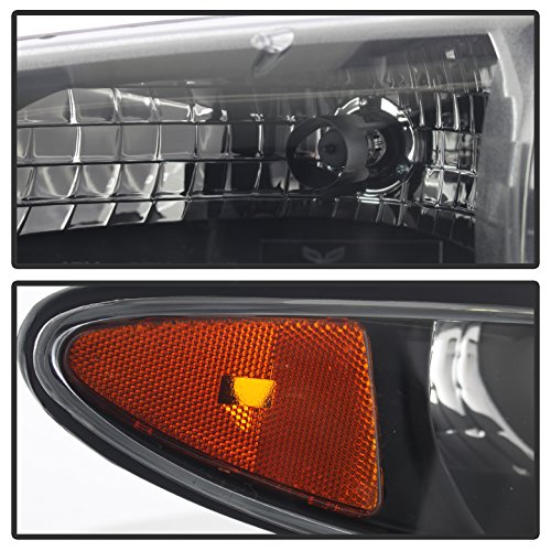 Xtune Pontiac Grand Prix Crystal Headlights with Amber Corner Lights - Black Housing & Clear Lens Replacement for Improved Night Visibility - Perfect for Street Racing & Car Customization