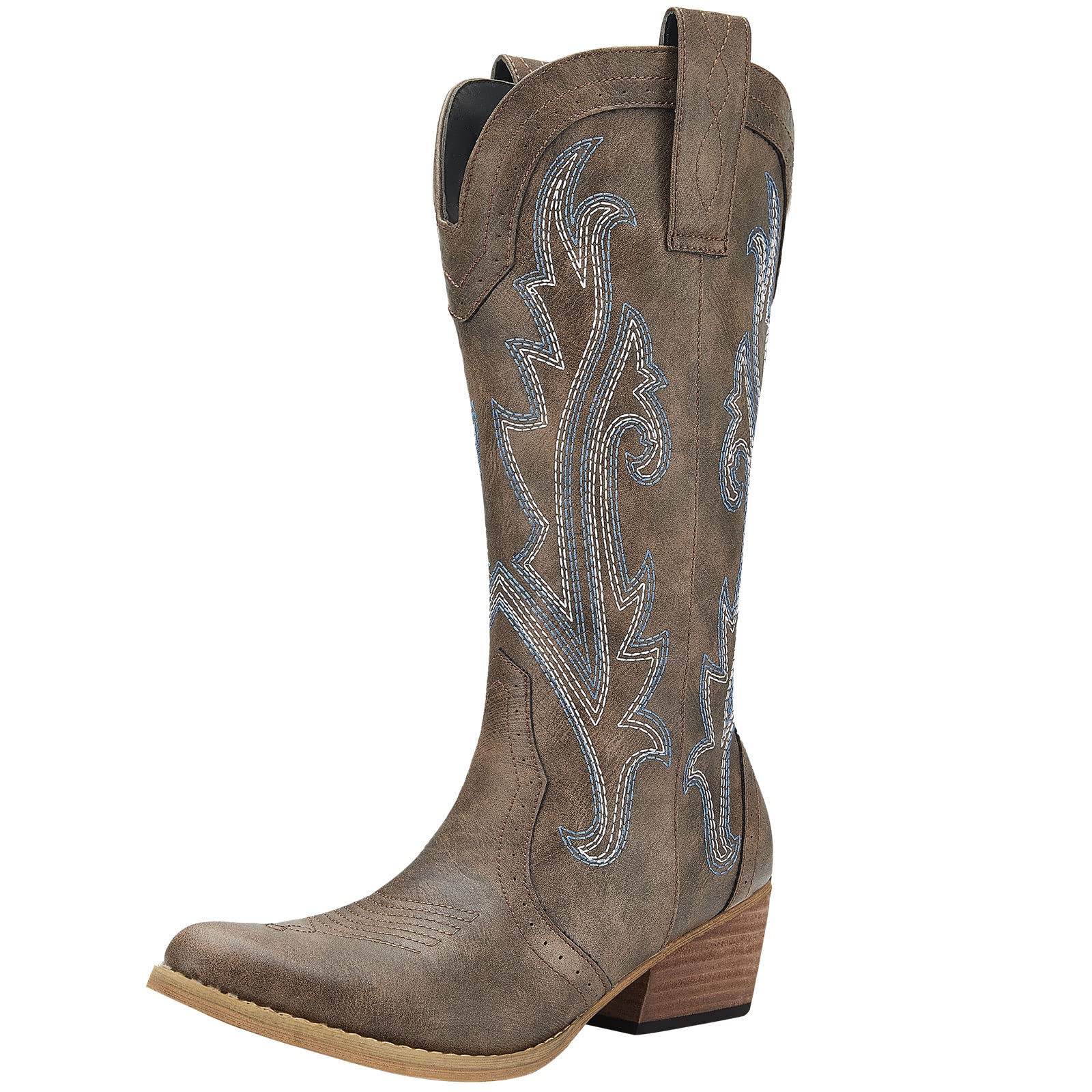 HISEA Women's Western Cowboy Boots - Pointed Toe Cowgirl Fashion Boots for Riding, Country Style & Everyday Wear