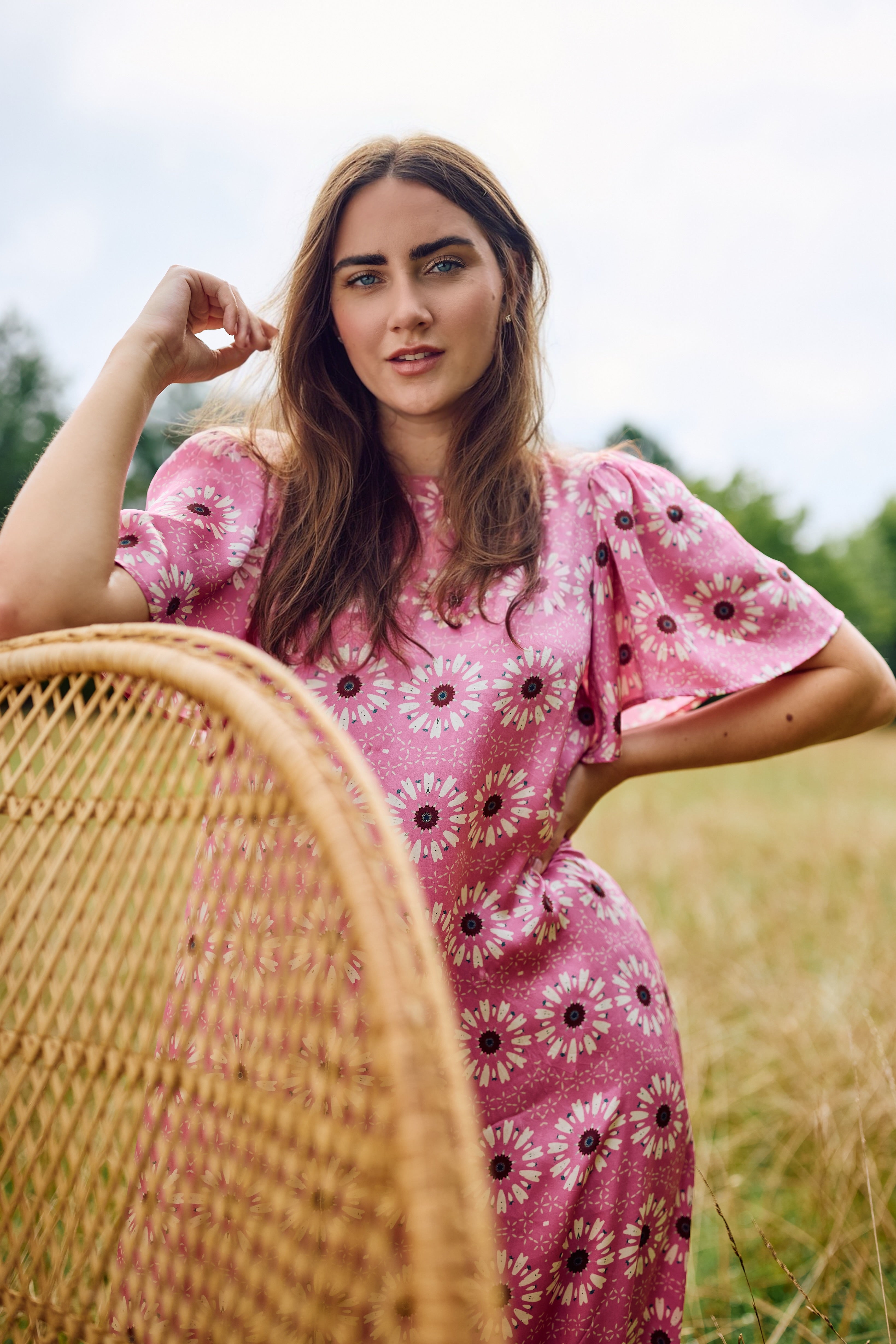 Georgia Dress - Wildflower Pink Floral Summer Dress for Women | Casual & Party Wear | Perfect for Beach, Picnic, and Date Night