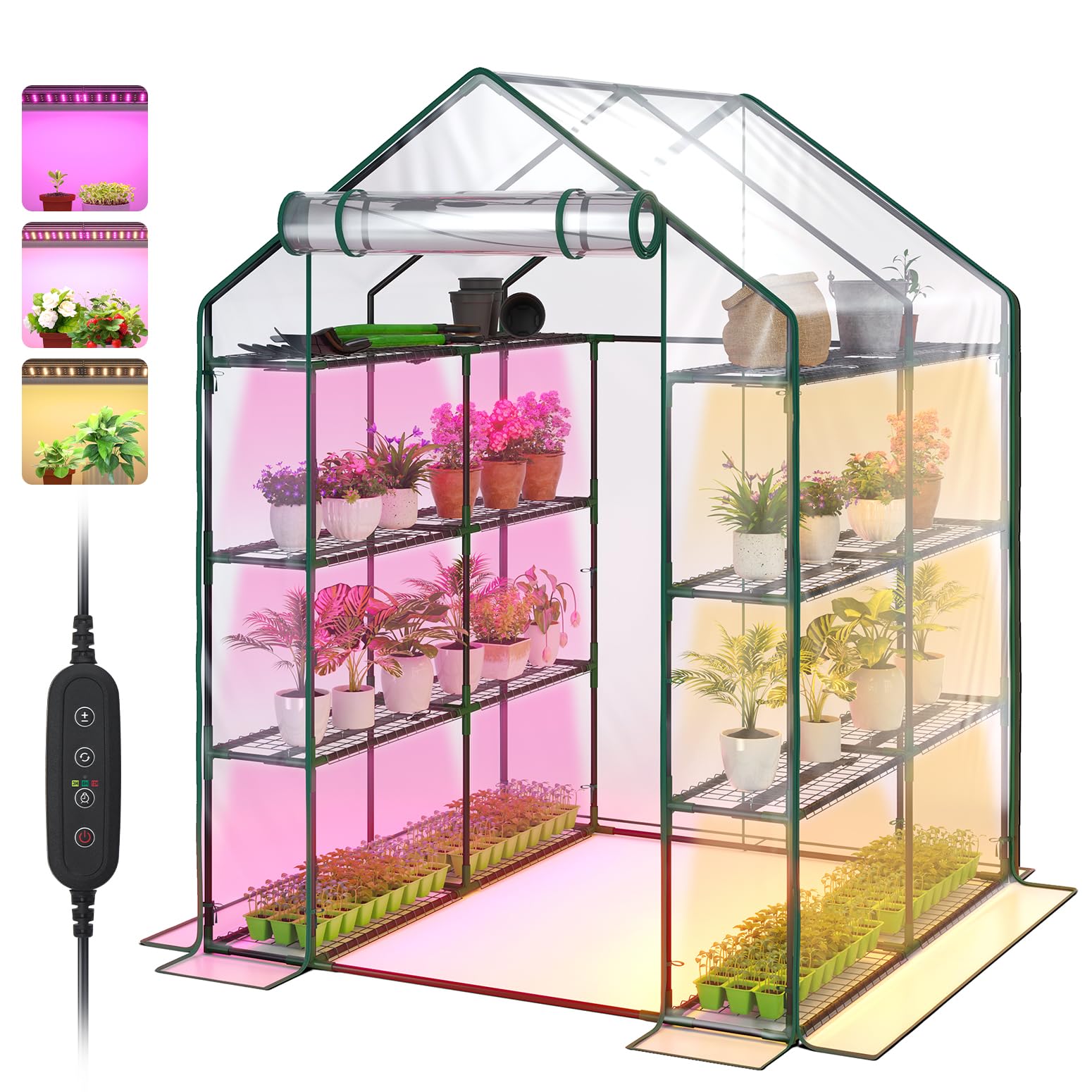 Walk In Greenhouse with Grow Lights - 56.3